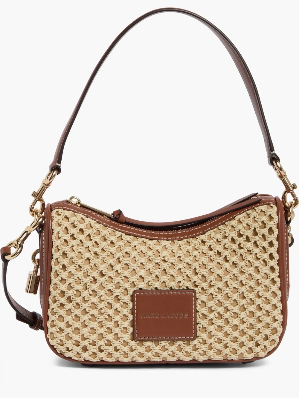 Marc Jacobs Brown and Natural Woven Shoulder Bag with Gold Hardware
